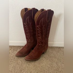 Macie Bean Cabernet Suede Cowboy Boots, size 8